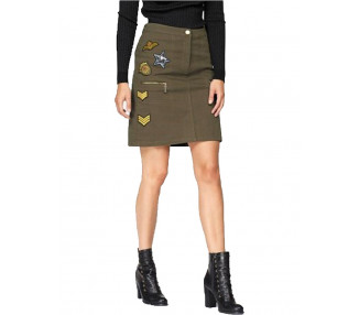 Dámská mini sukně Aniston Twill-Skirt s khaki štěrbinou