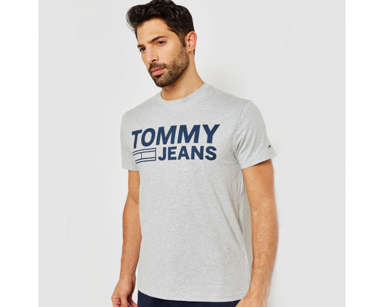 Tommy Jeans pánské šedé tričko Essential