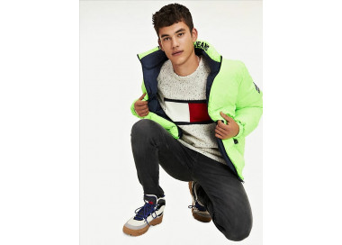 Tommy Jeans pánská zelená oboustranná bunda Reversible