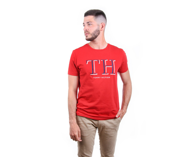 Tommy Hilfiger pánské červené tričko Monogram