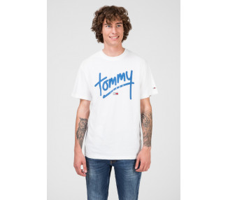 Tommy Jeans pánské bílé tričko Handwriting