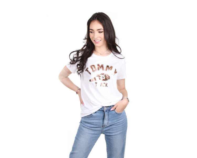 Tommy Jeans dámské bílé tričko Track