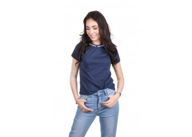 Tommy Jeans dámské tmavě modré tričko Branded