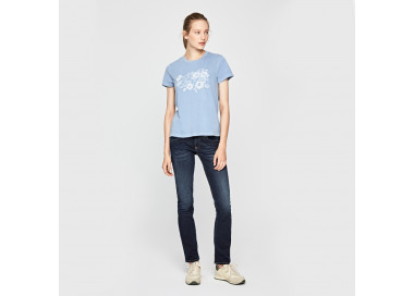 Pepe Jeans dámské modré vyšívané tričko