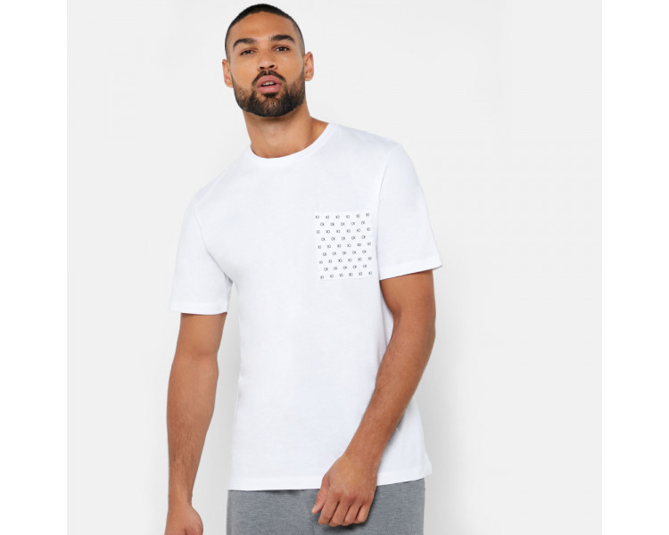 Calvin Klein pánské bílé tričko s logem na kapsičce