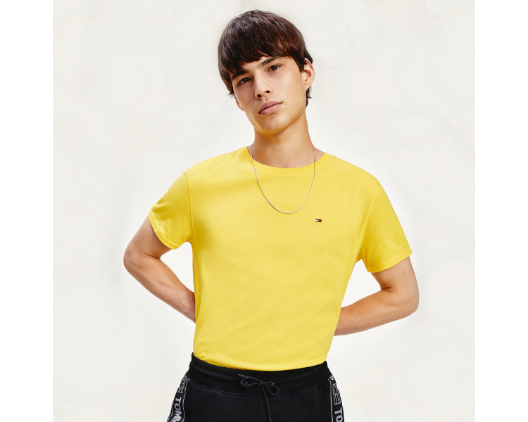 Tommy Jeans pánské žluté tričko Essential