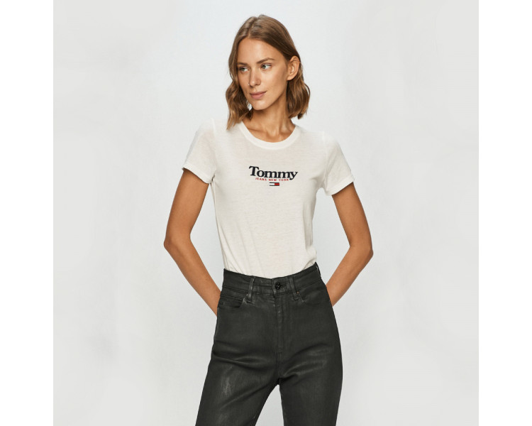 Tommy Jeans dámské bílé tričko Essential