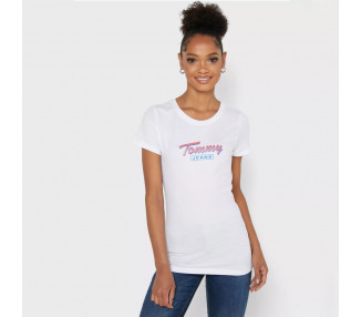 Tommy Jeans dámské bílé tričko s potiskem