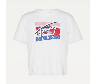 Tommy Jeans dámské bílé tričko Logo Tee