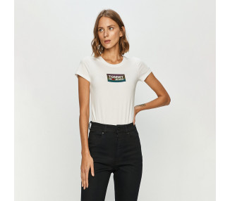 Tommy Jeans dámské bílé tričko Gradient Logo