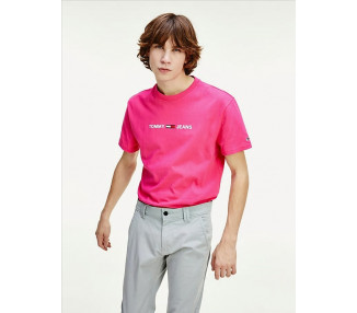 Tommy Jeans pánské růžové tričko Straight