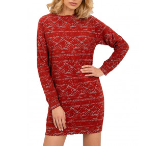 Tmavě-červené dámské šaty vzorované