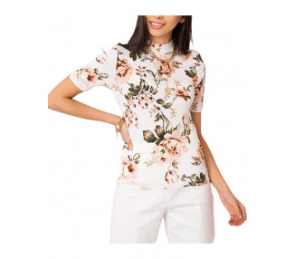 Bílé dámské tričko s květinovým vzorem