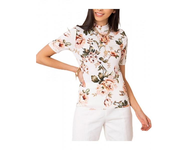 Bílé dámské tričko s květinovým vzorem