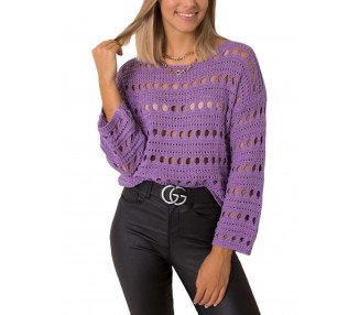 Fialový dámský pletený svetr