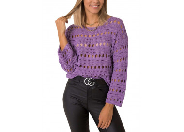 Fialový dámský pletený svetr