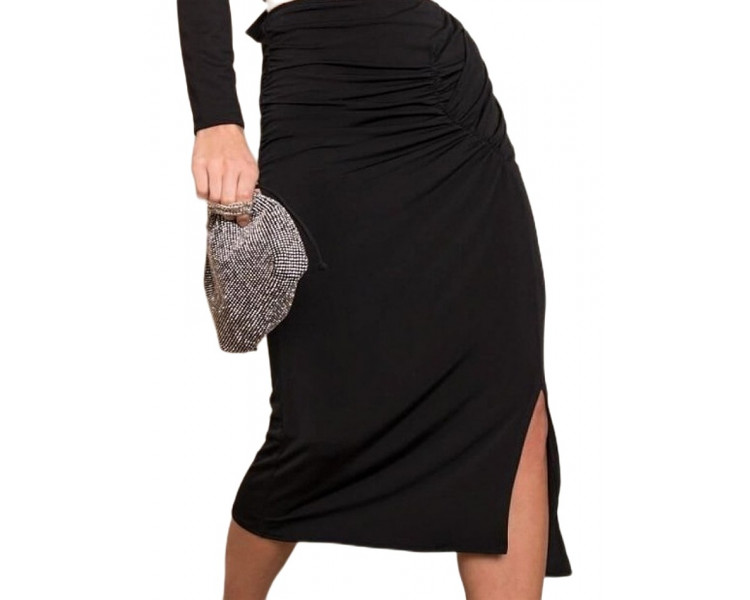 černá dámská dlouhá sukně s rozparkem