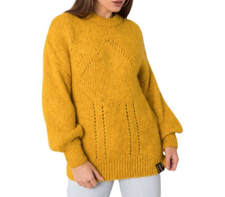 Tmavě žlutý dámský pletený svetr