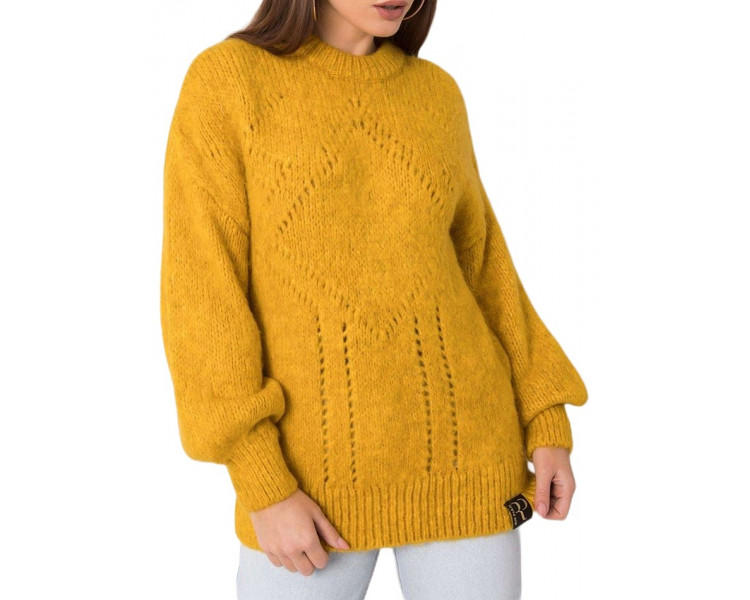 Tmavě žlutý dámský pletený svetr