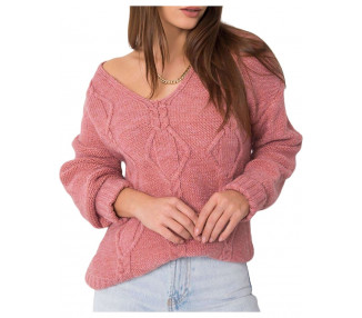 Růžový dámský pletený svetr