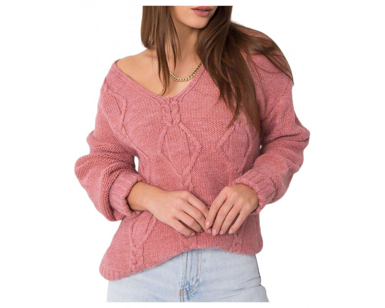 Růžový dámský pletený svetr