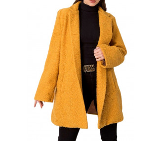 Tmavě žlutý dámský teddy kabátek