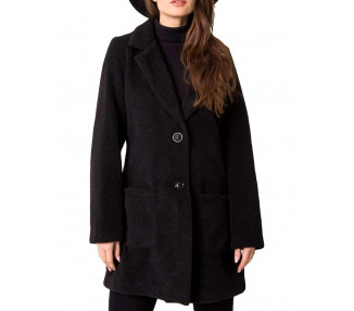 černý dámský kabát s kapsami