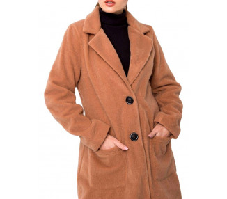 Béžový dámský kabát s kapsami
