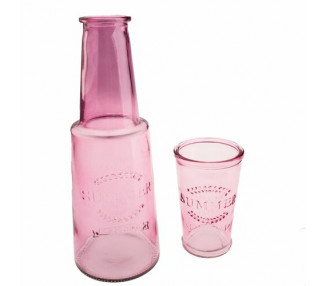 Karafa se skleničkou, růžová