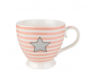 Porcelánový hrnek Striped Star 460 ml, růžová 