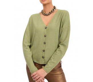 Zelený dámský svetr s knoflíky