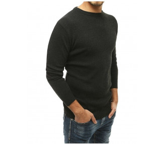 Tmavě šedý pánský svetr s kulatým výstřihem