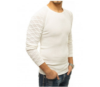 Smetanový pánský svetr s aplikací na rukávech