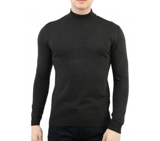 Tmavě šedý pánský tenký pletený svetr se stojáčkem
