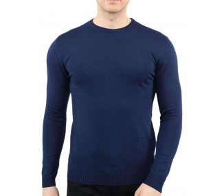 Tmavě modrý pánský tenký pletený svetr
