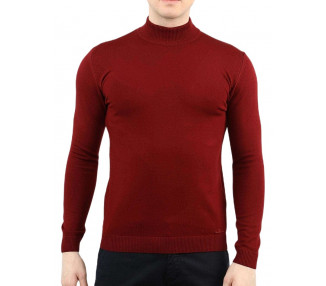 Bordó pánský tenký pletený svetr se stojáčkem