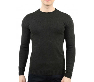 Tmavě šedý pánský tenký pletený svetr