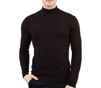 Tmavě fialový pánský tenký pletený svetr se stojáčkem