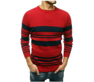 červený pánský svetr s černými pruhy
