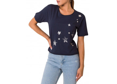 Tmavě modré dámské tričko s hvězdami
