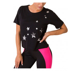 černé dámské tričko s hvězdami