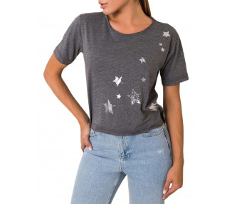 šedé dámské tričko s hvězdami