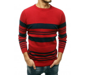 červený pánský svetr s černými pruhy