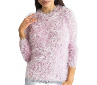 Dámský růžový chlupatý svetr