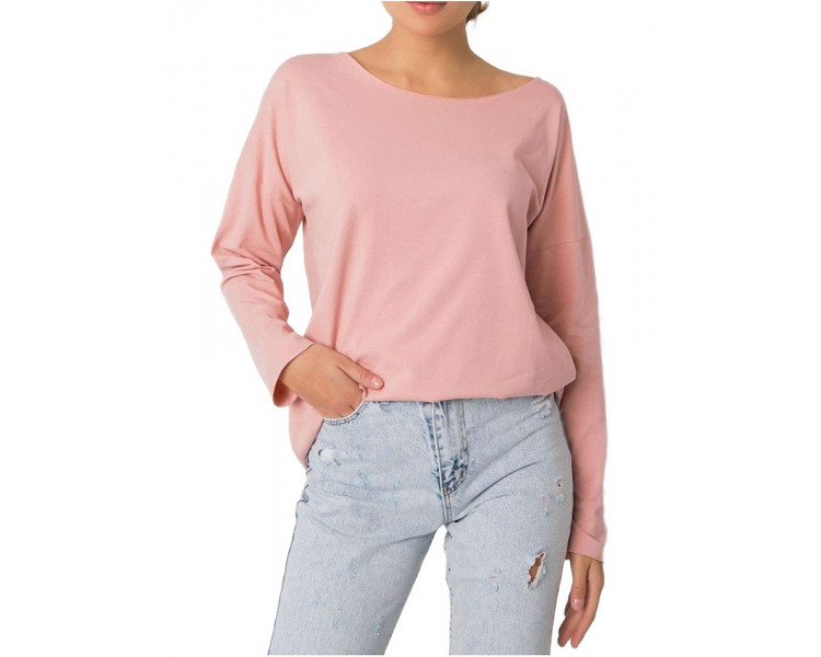 Světle růžové dámské tričko s dlouhými rukávy