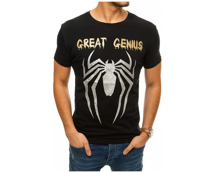 černé pánské tričko s potiskem pavouka