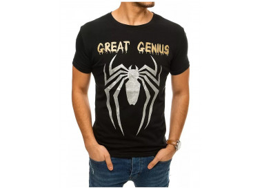 černé pánské tričko s potiskem pavouka