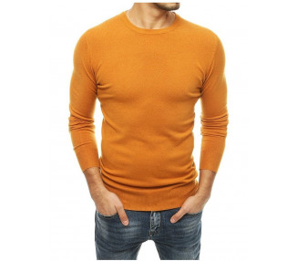 Tmavě oranžový pánský svetr s kulatým výstřihem