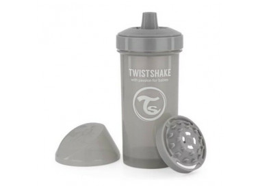 Twistshake Netekoucí láhev s pítkem 360 ml 12 m+, šedá