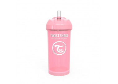 Twistshake Netekoucí láhev s brčkem 360 ml 6 m+, růžová